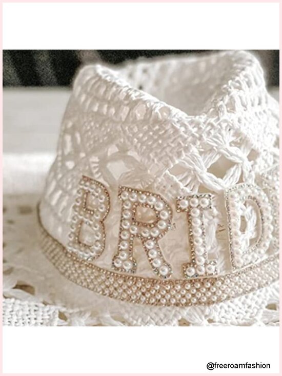 Straw Cowboy Hat with Letter Print for Wedding Themes main image 6